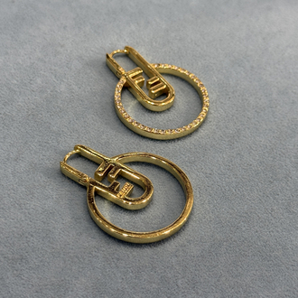 Fendi Gold Zirkon İthal Tasarım Küpe