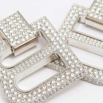 Balenciaga Silver Zirkon B Logo İthal Küpe 