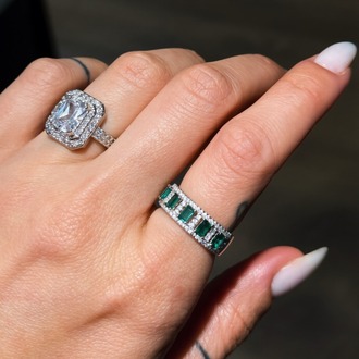 Square Kesim Zirkon Tek Taş Silver Yüzük