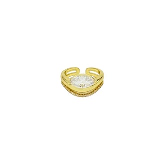 Üç Sıralı Kavisli Oval Gold Yüzük