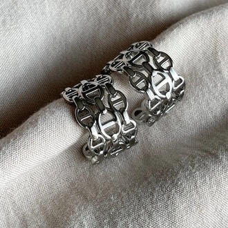 Hermes Silver Hoop İthal Küpe
