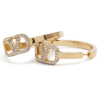 VLTN Orta Boy V Zirkon Logo İthal Gold Küpe