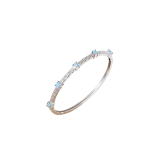 Turkuaz Zirkon Detaylı Silver Kelepçe
