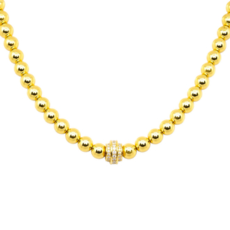 Taş Detaylı Gold Top Kolye
