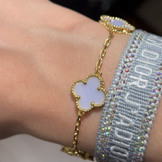 Dior Açık Gri Taşlı İthal İp Bileklik 