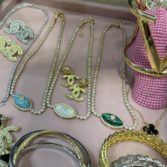 Yeşil Cam Göz Gold Choker