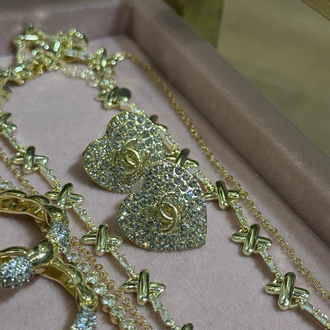 CC Gold Silver Heart Zirkon Küpe