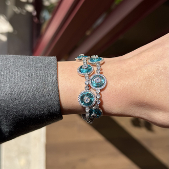 14K Üçlü Cam Göz Silver Bileklik 