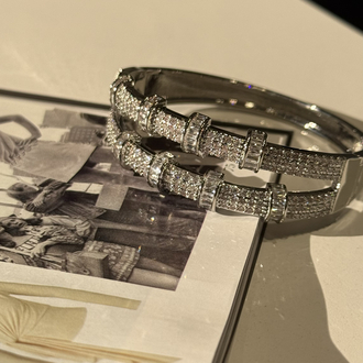 İki Sıralı Silver Zirkon Kelepçe