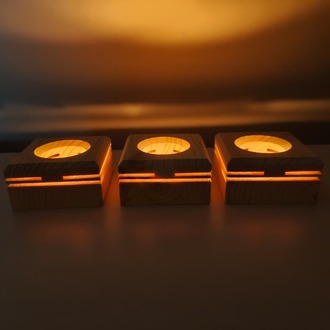 Masif Çam 3'lü Dekoratif Tealight Mumluk