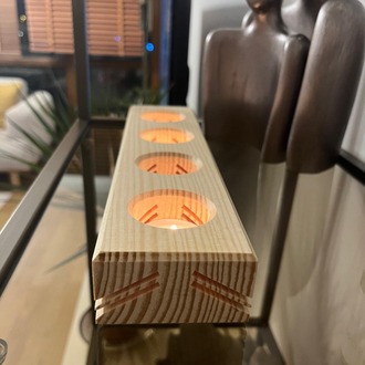 Doğal Ahşap El Yapımı 4'lü Işık Kanallı Tealight Mumluk