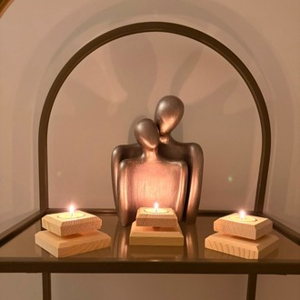 Masif Çam 3'lü Set Tealight Mumluk