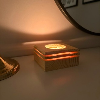 Masif Çam El Yapımı Tealight Mumluk