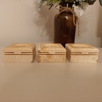Masif Çam 3'lü Dekoratif Tealight Mumluk