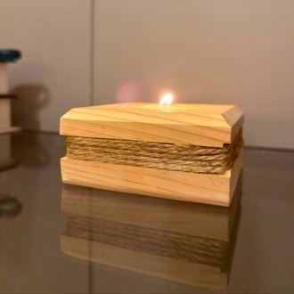 Masif Çam Jütipli El Yapımı Tealight Mumluk