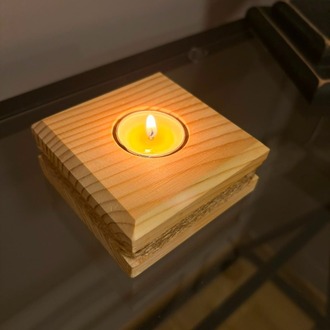 Masif Çam Jütipli El Yapımı Tealight Mumluk