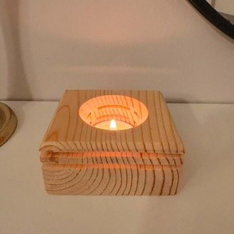 Masif Çam El Yapımı Tealight Mumluk