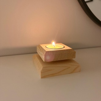 Masif Çam El Yapımı Tealight Mumluk