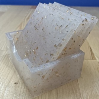 El Yapımı Kare Epoksi Bardak Altlığı Takımı