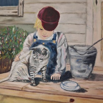 “Küçük Bekçi ve Dostu” - Azize Rodoplu - 35x50 Yağlı Boya Tablo - 2013
