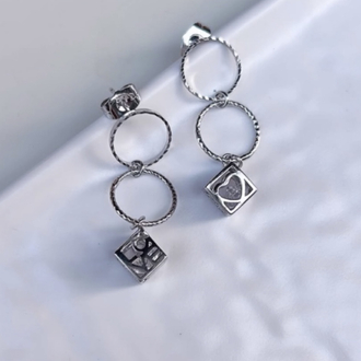 Çelik silver love küpe