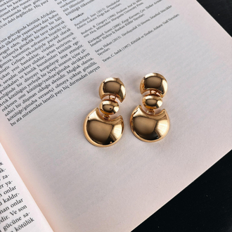 Geometrik Gold Sallantılı Küpe