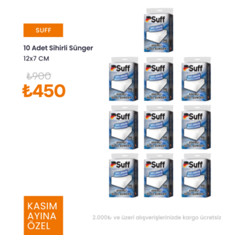 Suff 10 Adet Sihirli Silgi Sünger Nano Kalite 12x7 CM