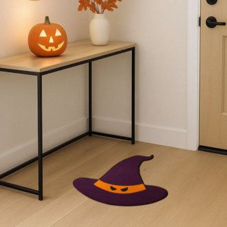 El Yapımı Cadı Şapkası Halı – Spooky Göz Detaylı Halloween Dekor