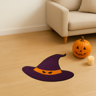 El Yapımı Cadı Şapkası Halı – Spooky Göz Detaylı Halloween Dekor