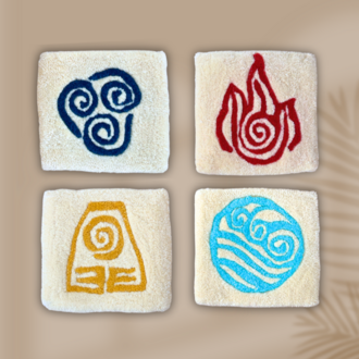 El Yapımı 4 Element Duvar Halısı – Tufting Dekor (Ateş, Su, Toprak, Hava)