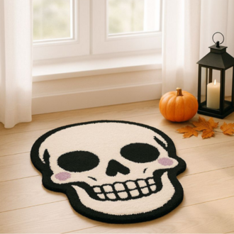 El Yapımı Tatlı Kuru Kafa Halısı – Spooky Halloween Dekor