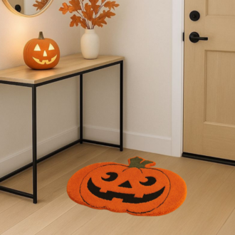 El Yapımı Balkabağı Halı – Spooky Turuncu Dekor