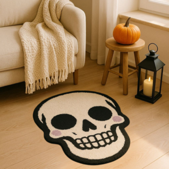 El Yapımı Tatlı Kuru Kafa Halısı – Spooky Halloween Dekor