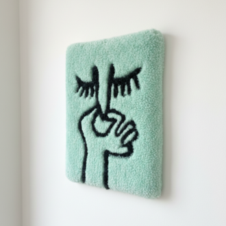 El Yapımı Tufting Banyo Duvar Dekoru – Yüz Figürlü (28×40 cm)
