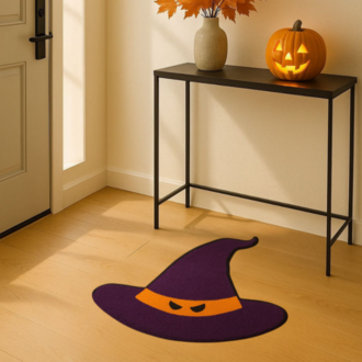 El Yapımı Cadı Şapkası Halı – Spooky Göz Detaylı Halloween Dekor