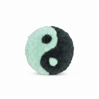 El Yapımı Yin Yang Tufting Bardak Altlığı & Mini Duvar Dekoru – Yeşil Tonlar (10 cm)