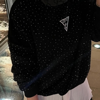 Guess Taşlı Sweat Siyah 