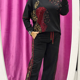 Leoparlı Kırmızı Taşlı Takım