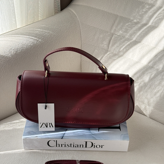 Zara Lüks Kumaş Bordo Çanta