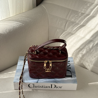 Chanel Kutu Bordo Parlak Kumaş