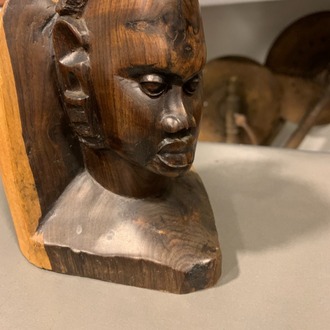 Atkuyruğu Saçlı Antik Afrika Nijeryalı Kafa Heykeli