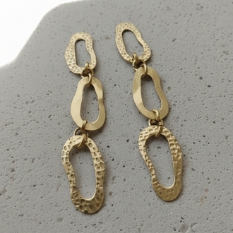 Dövme Dokulu Artisan Pirinç Küpe - TUGU JEWELRY Özel Tasarım