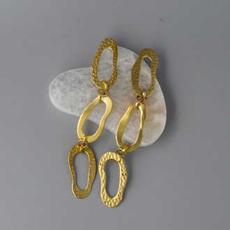 Dövme Dokulu Artisan Pirinç Küpe - TUGU JEWELRY Özel Tasarım