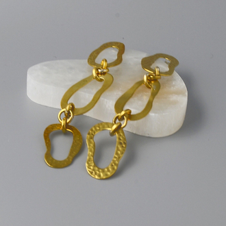 Dövme Dokulu Artisan Pirinç Küpe - TUGU JEWELRY Özel Tasarım
