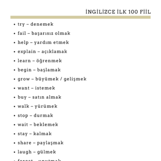 İngilizce İlk 100 Fiil S1-B1 Seviye + 10 Hİkaye ve Sözlük (42SF)