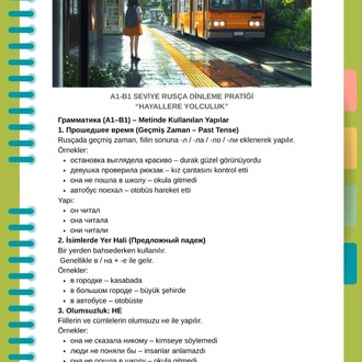 "HAYALLERE YOLCULUK" A1-B1 SEVİYE RUSÇA ÇALIŞMA METNİ + GRAMER ANLATIMI + SÖZLÜK