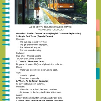 "HAYALLERE YOLCULUK" A1-B1 İNGİLİZCE ÇALIŞMA METNİ + GRAMER İNCELEMESİ + SÖZLÜK