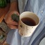 Kadın Yüzü Tasarım Beyaz El Yapımı Seramik Kahve Kulplu Mug/Kupa/Bardak