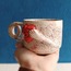  Kalp Tasarım Benekli El Yapımı Seramik Kahve Kulplu Mug/Kupa/Bardak