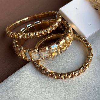 Gold Taşlı Esnek Üçlü Bileklik